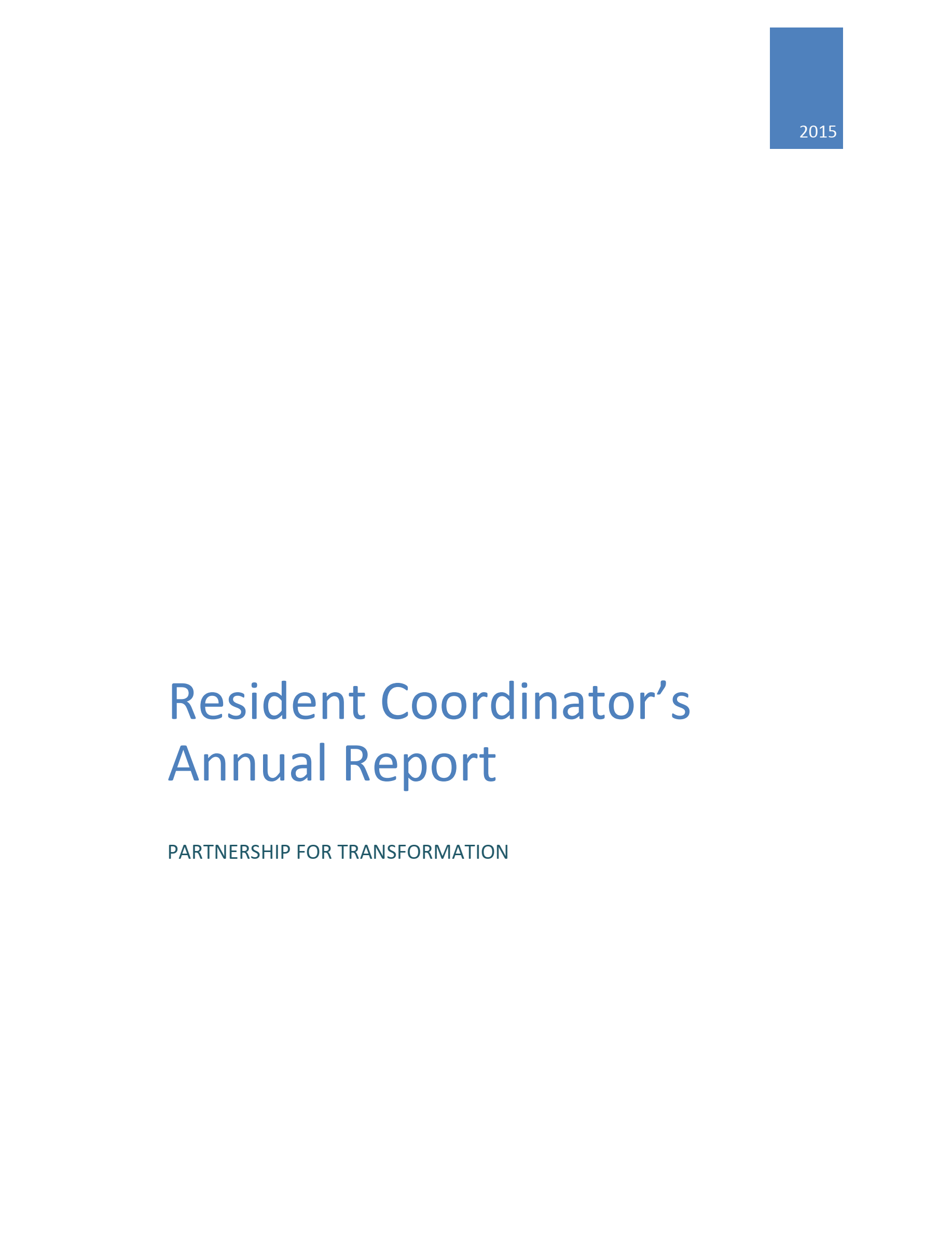 Resident Coordinator’s Annual Report 2015