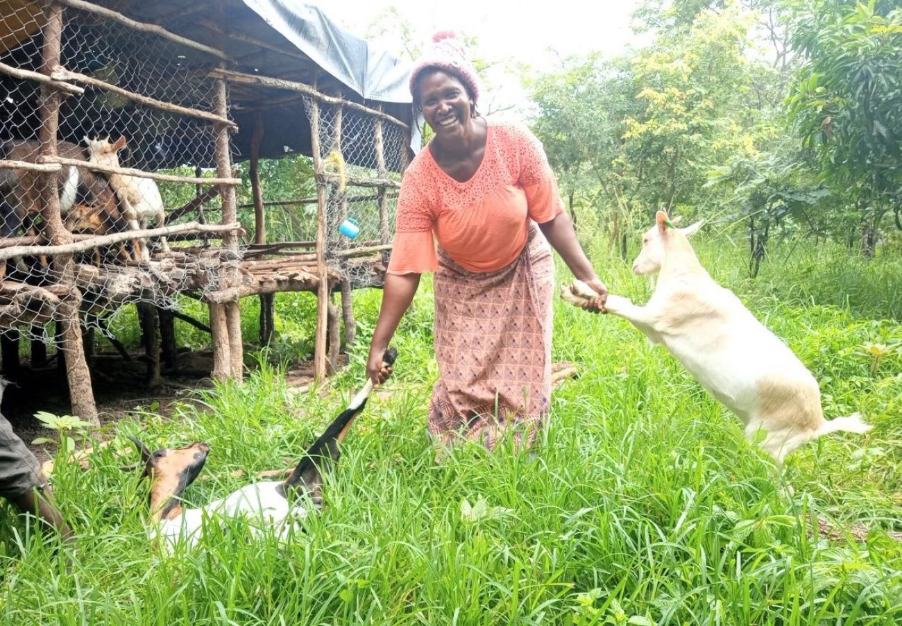 Sylvia Chiinda wth her goats
